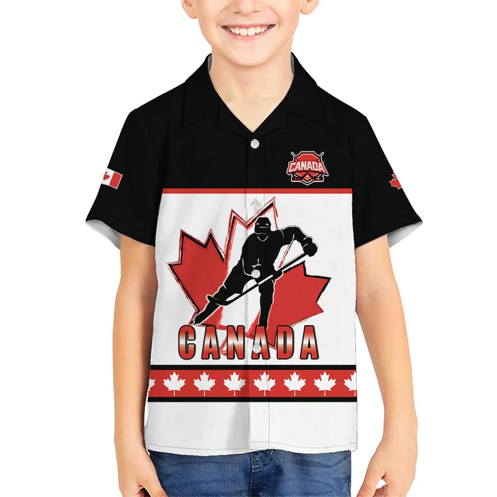 Custom Canada Ice Hockey Kid Hawaiian Shirt Go Team Canada