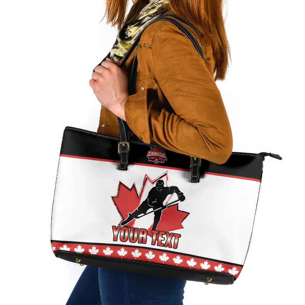 Custom Canada Ice Hockey Leather Tote Bag Go Team Canada