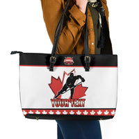 Custom Canada Ice Hockey Leather Tote Bag Go Team Canada