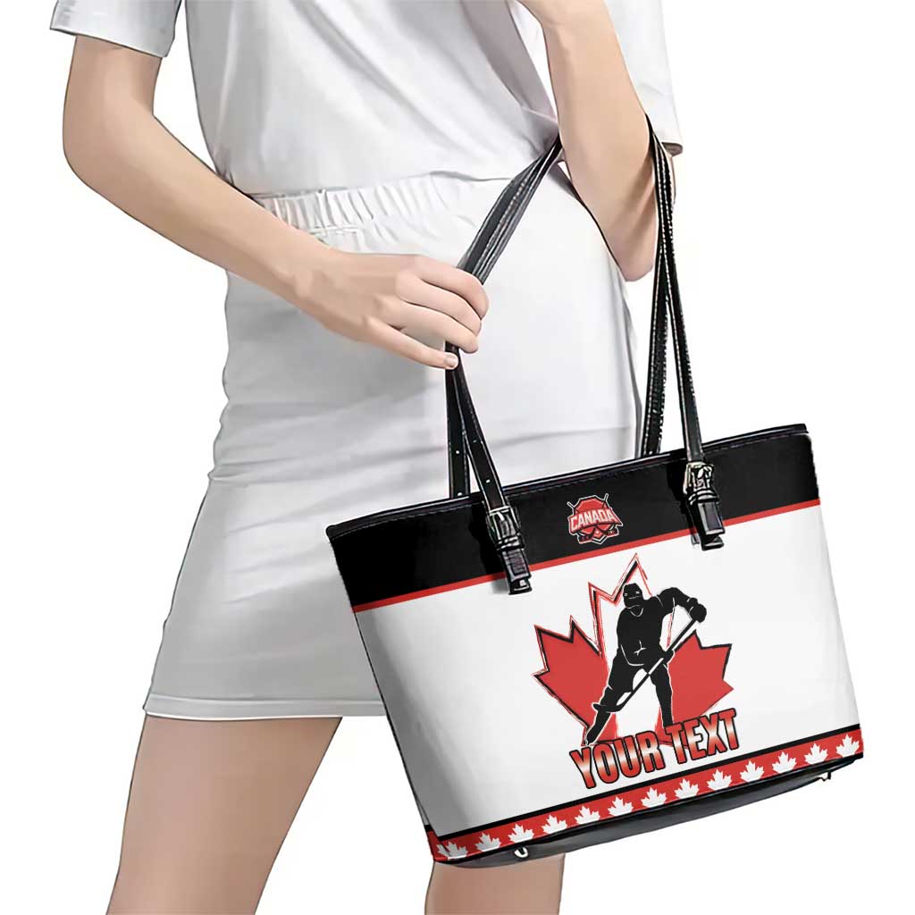 Custom Canada Ice Hockey Leather Tote Bag Go Team Canada