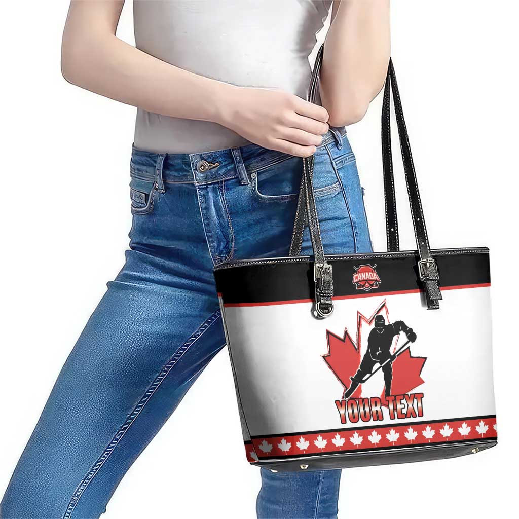 Custom Canada Ice Hockey Leather Tote Bag Go Team Canada