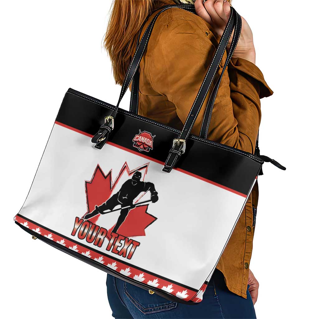 Custom Canada Ice Hockey Leather Tote Bag Go Team Canada