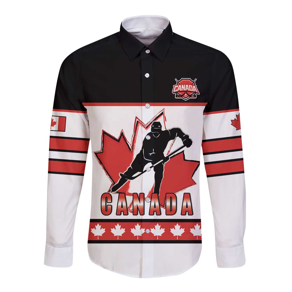 Custom Canada Ice Hockey Long Sleeve Button Shirt Go Team Canada