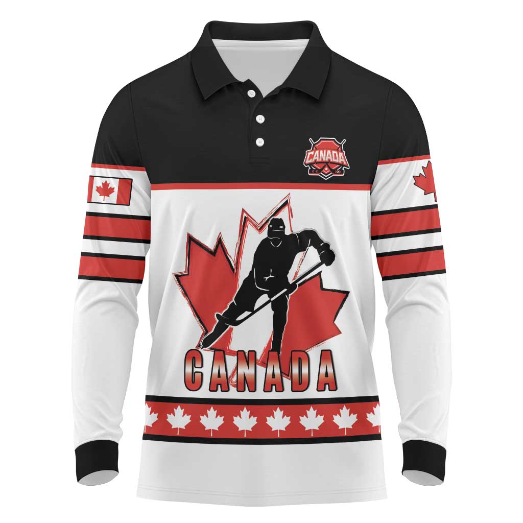 Custom Canada Ice Hockey Long Sleeve Polo Shirt Go Team Canada