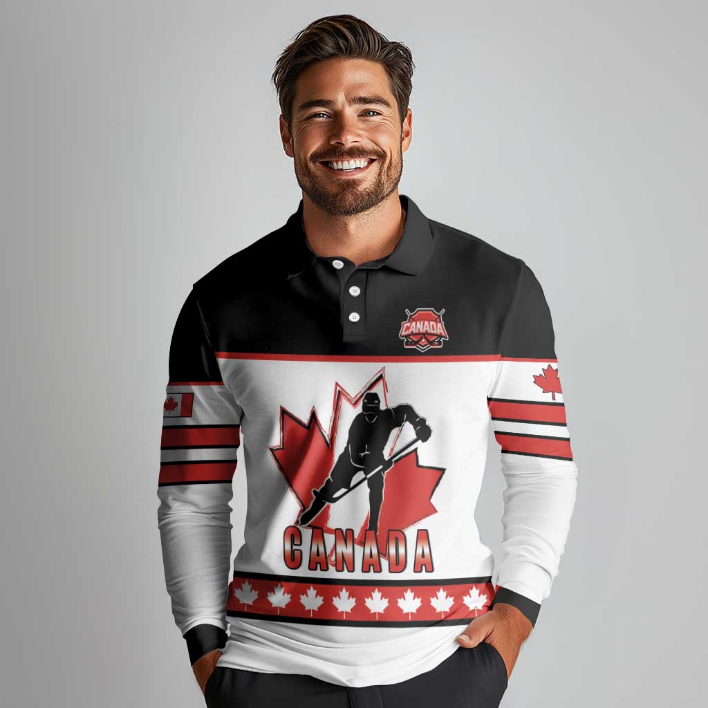 Custom Canada Ice Hockey Long Sleeve Polo Shirt Go Team Canada