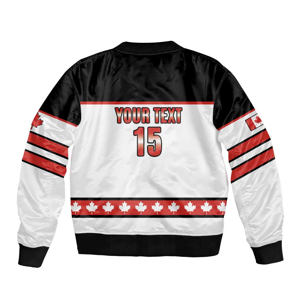 Custom Canada Ice Hockey Sleeve Zip Bomber Jacket Go Team Canada