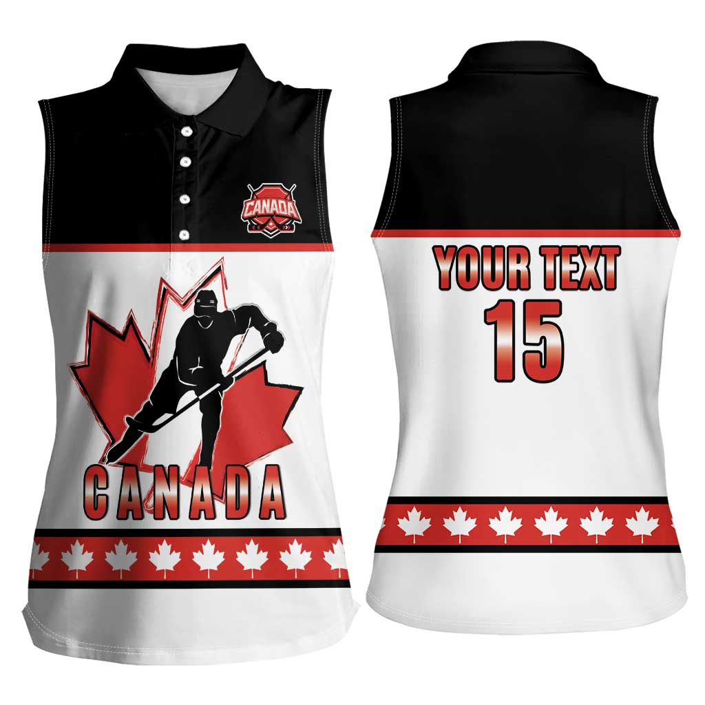 Custom Canada Ice Hockey Women Sleeveless Polo Shirt Go Team Canada