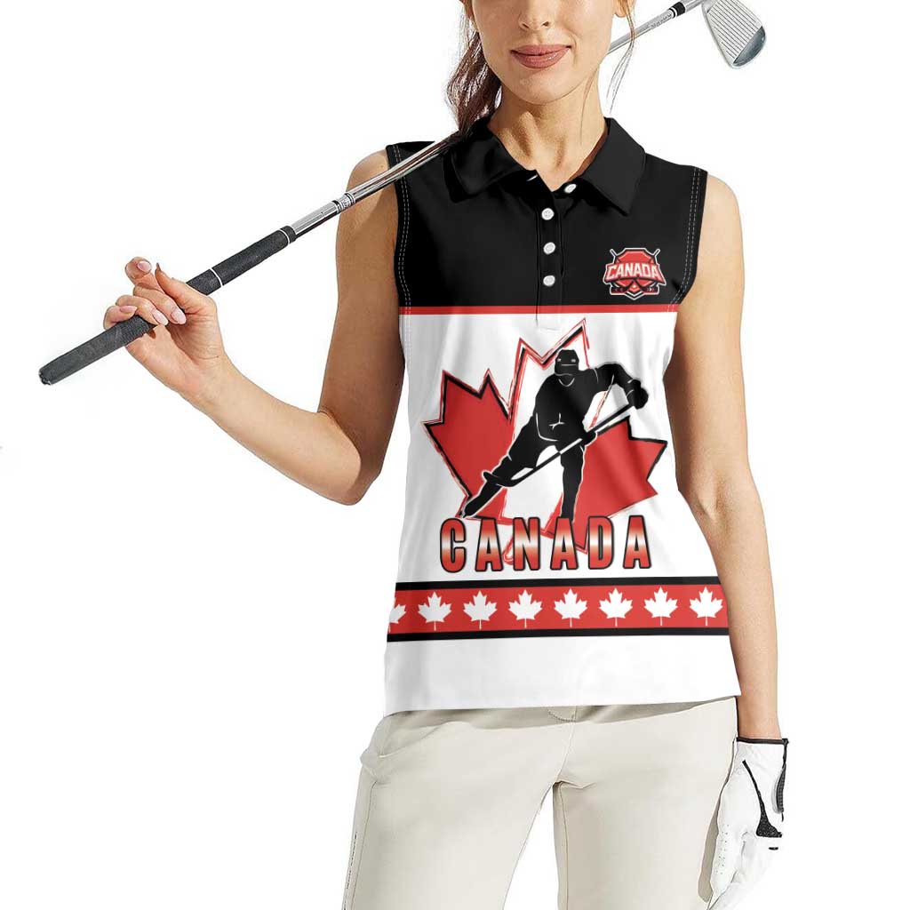 Custom Canada Ice Hockey Women Sleeveless Polo Shirt Go Team Canada