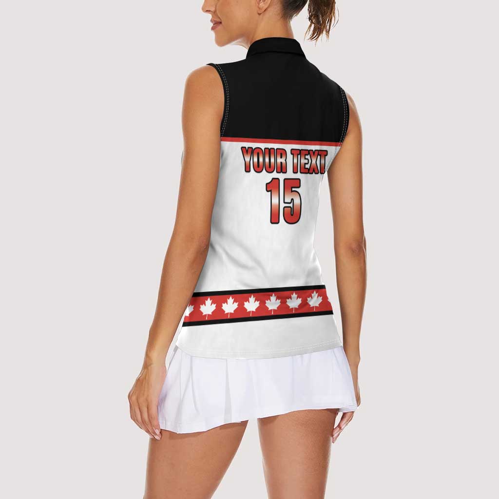 Custom Canada Ice Hockey Women Sleeveless Polo Shirt Go Team Canada