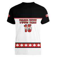 Custom Canada Ice Hockey Women V-Neck T-Shirt Go Team Canada