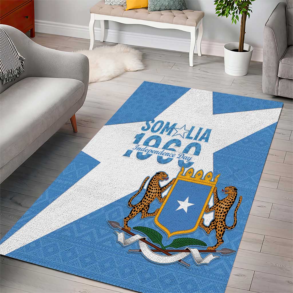 Personalized Somalia 1960 Independence Day Area Rug Coat Of Arms Islamic Mix African Pattern