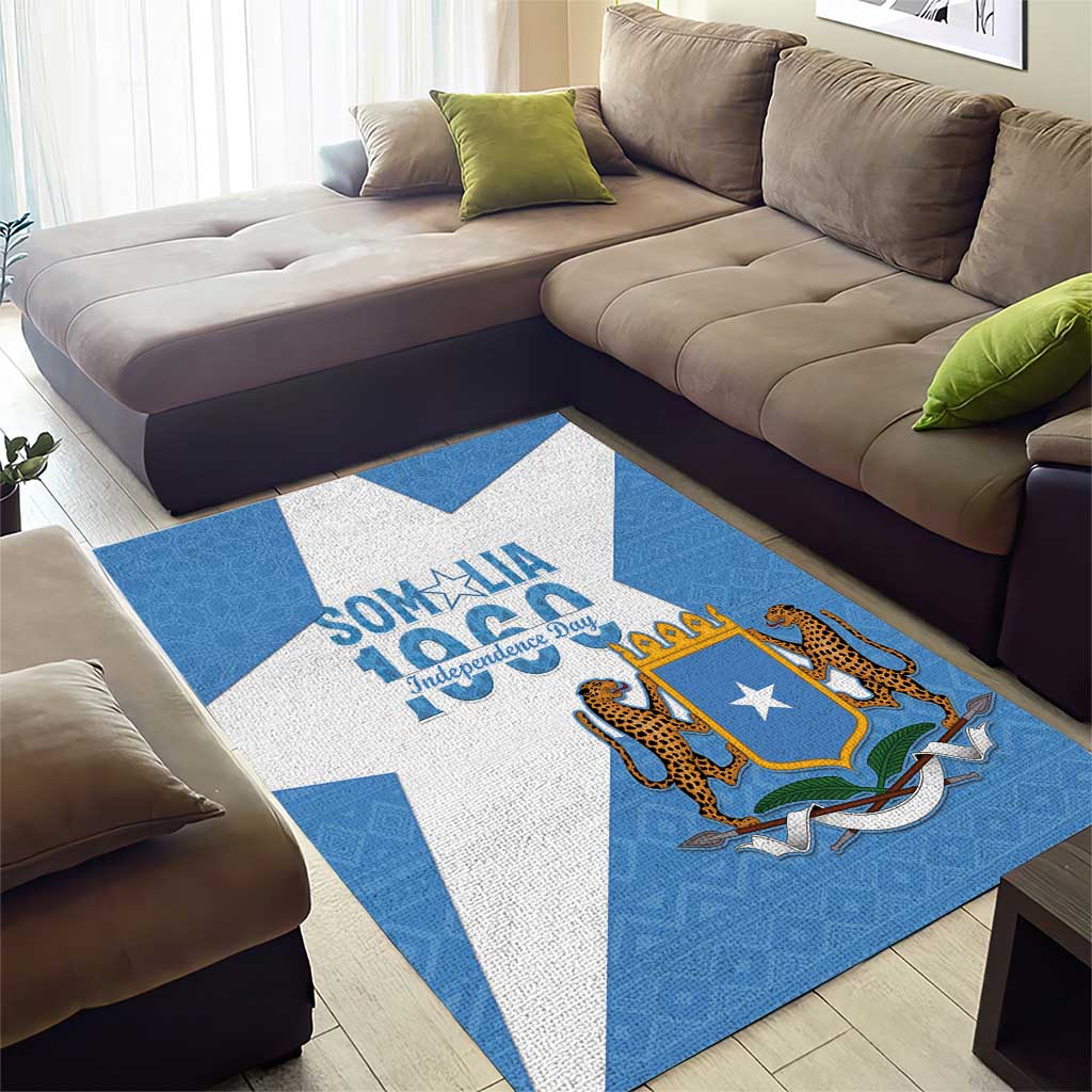 Personalized Somalia 1960 Independence Day Area Rug Coat Of Arms Islamic Mix African Pattern
