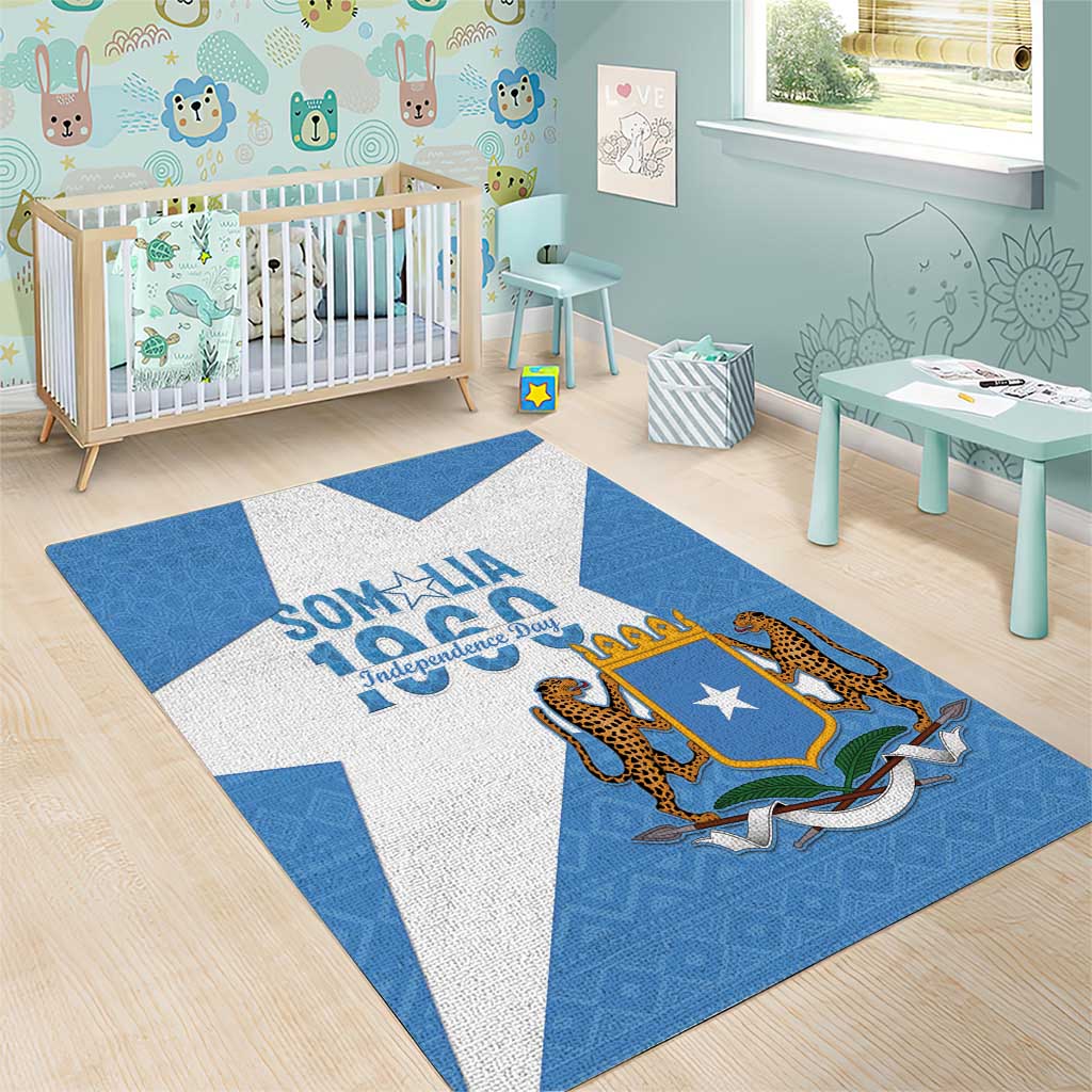 Personalized Somalia 1960 Independence Day Area Rug Coat Of Arms Islamic Mix African Pattern