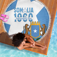 Personalized Somalia 1960 Independence Day Beach Blanket Coat Of Arms Islamic Mix African Pattern