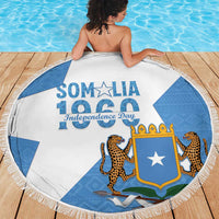 Personalized Somalia 1960 Independence Day Beach Blanket Coat Of Arms Islamic Mix African Pattern