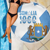 Personalized Somalia 1960 Independence Day Beach Blanket Coat Of Arms Islamic Mix African Pattern