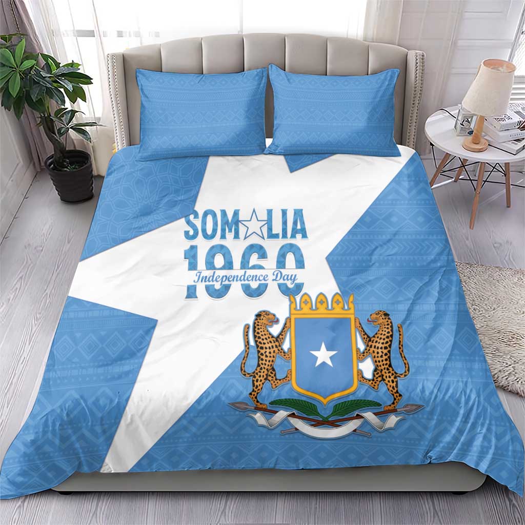 Personalized Somalia 1960 Independence Day Bedding Set Coat Of Arms Islamic Mix African Pattern