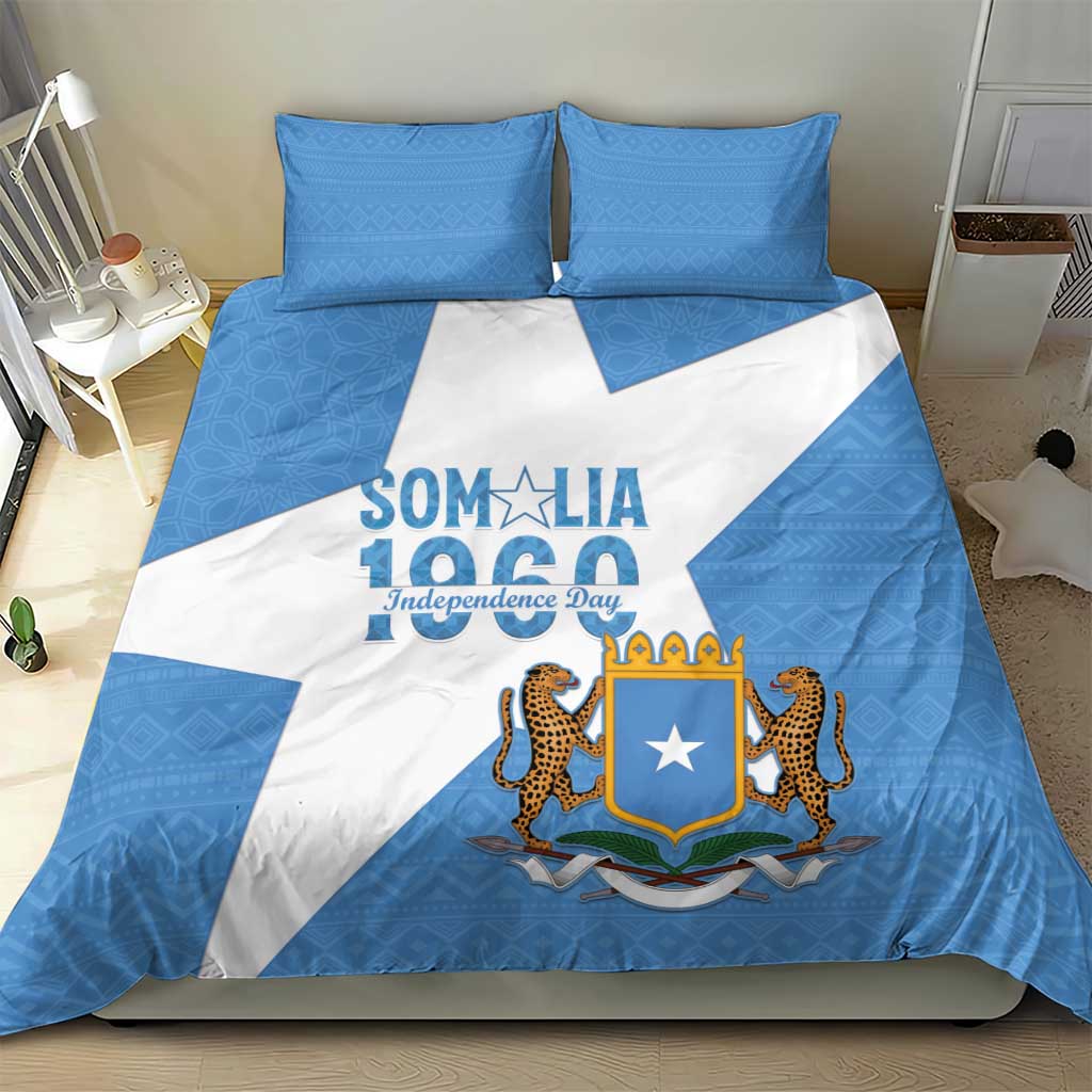 Personalized Somalia 1960 Independence Day Bedding Set Coat Of Arms Islamic Mix African Pattern