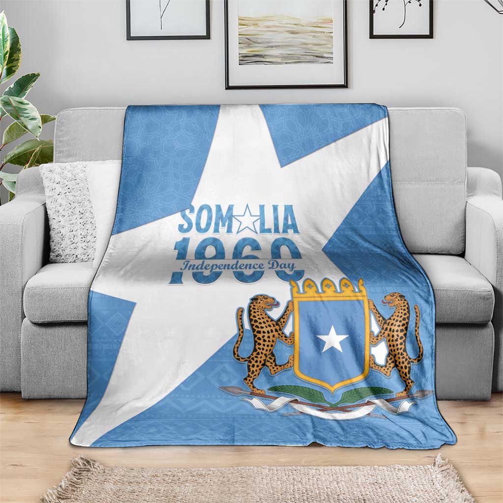 Personalized Somalia 1960 Independence Day Blanket Coat Of Arms Islamic Mix African Pattern