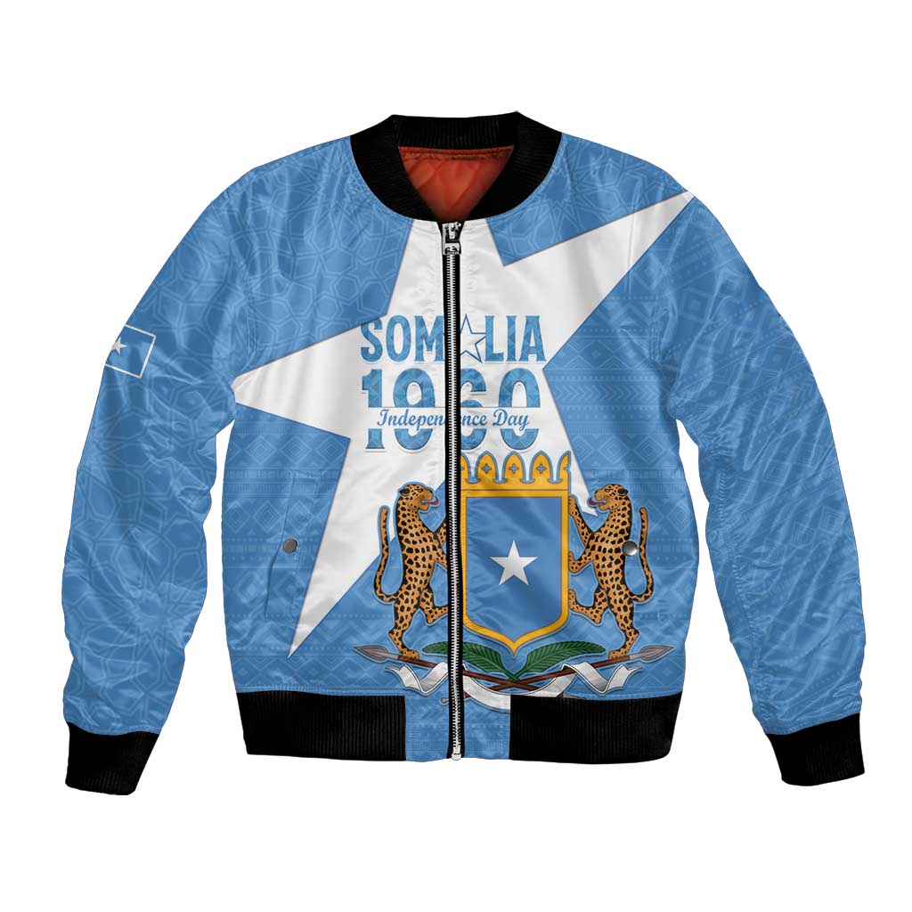 Personalized Somalia 1960 Independence Day Bomber Jacket Coat Of Arms Islamic Mix African Pattern
