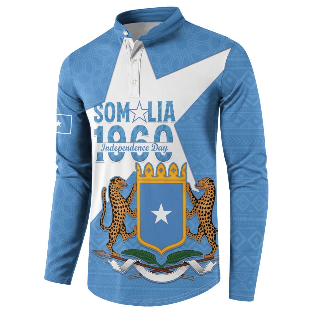 Personalized Somalia 1960 Independence Day Button Sweatshirt Coat Of Arms Islamic Mix African Pattern