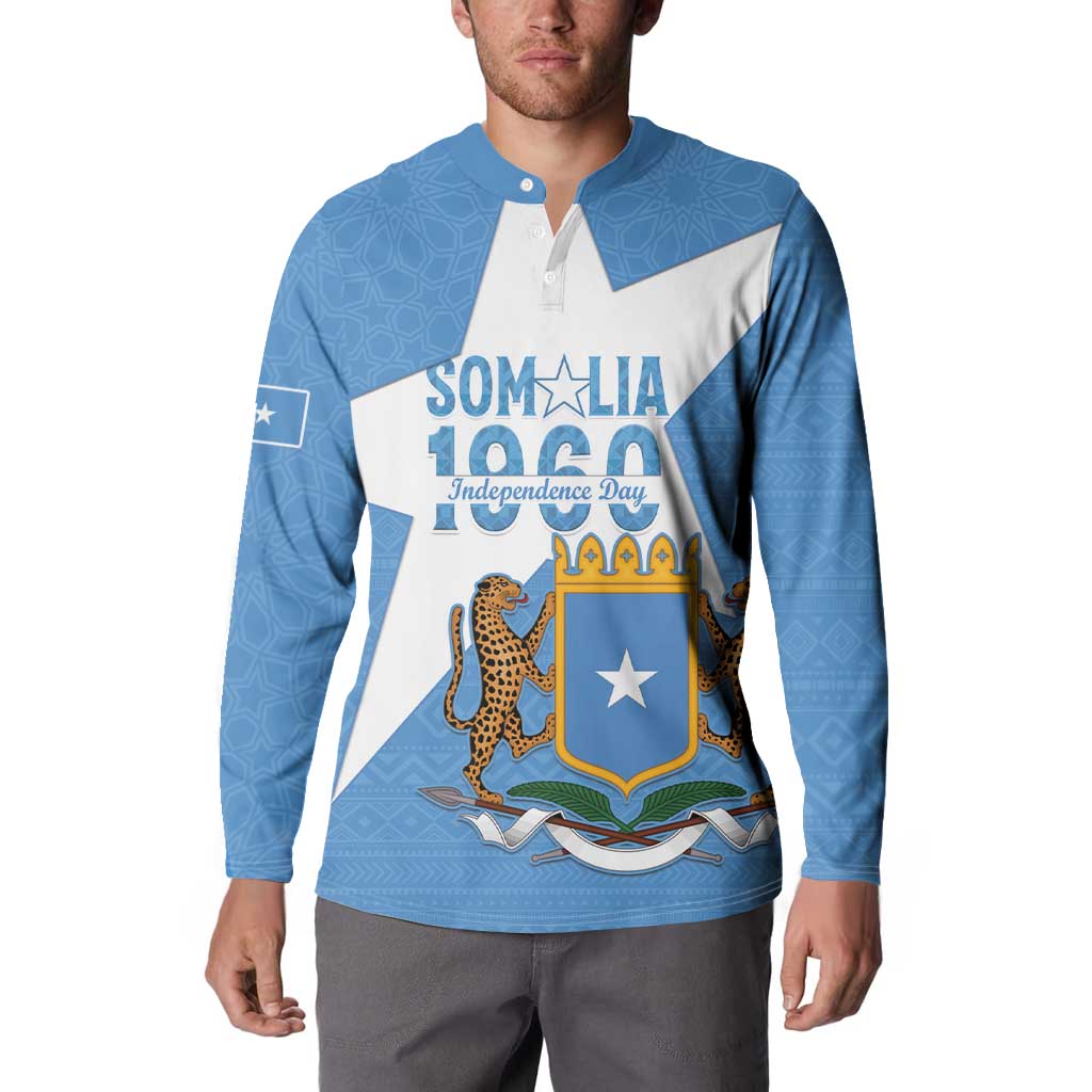 Personalized Somalia 1960 Independence Day Button Sweatshirt Coat Of Arms Islamic Mix African Pattern