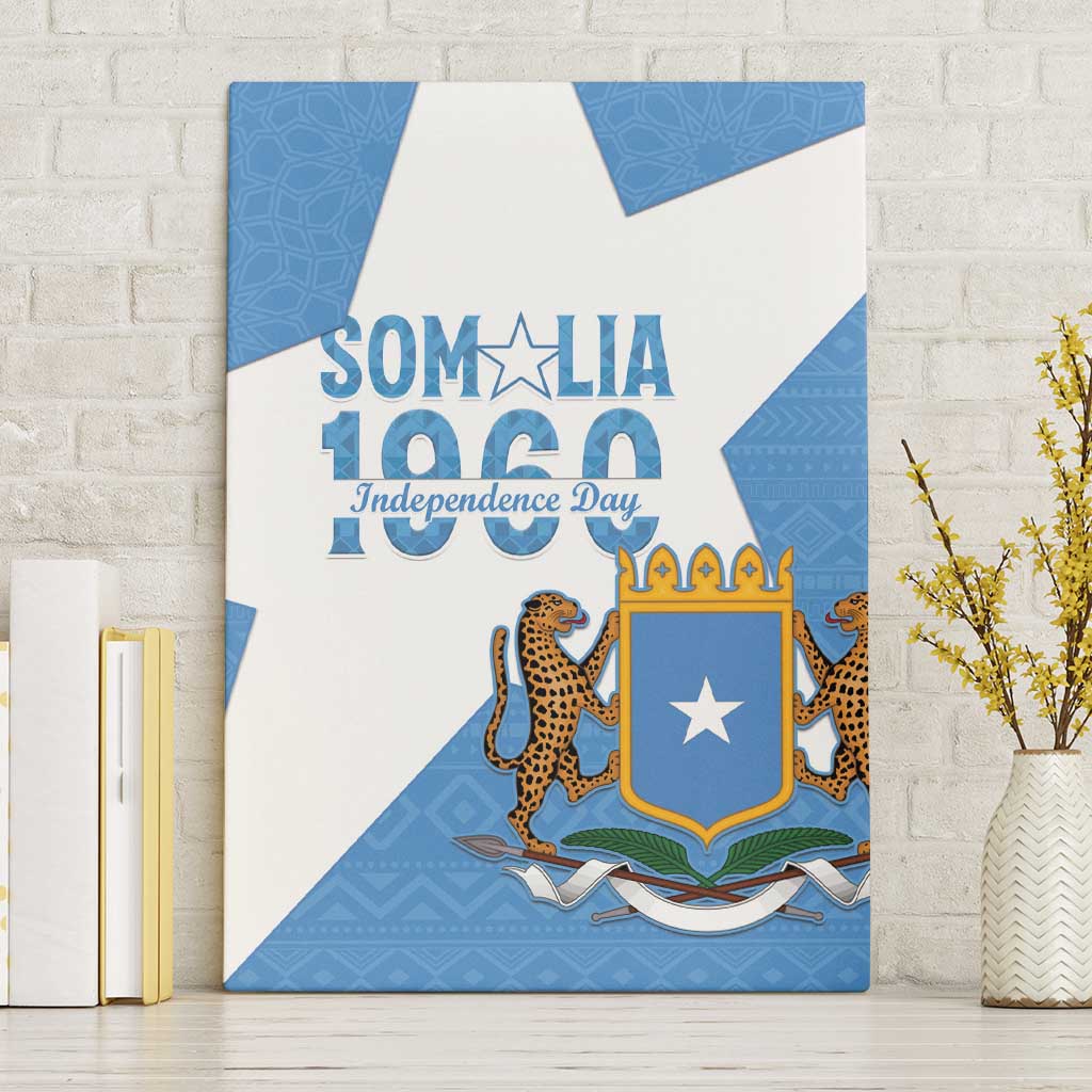 Personalized Somalia 1960 Independence Day Canvas Wall Art Coat Of Arms Islamic Mix African Pattern