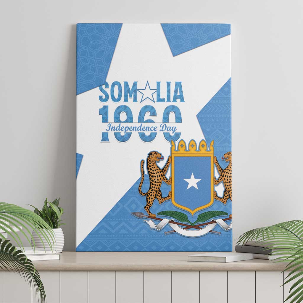 Personalized Somalia 1960 Independence Day Canvas Wall Art Coat Of Arms Islamic Mix African Pattern