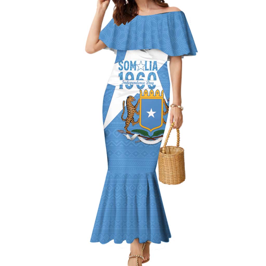 Personalized Somalia 1960 Independence Day Family Matching Mermaid Dress and Hawaiian Shirt Coat Of Arms Islamic Mix African Pattern