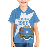 Personalized Somalia 1960 Independence Day Family Matching Off The Shoulder Long Sleeve Dress and Hawaiian Shirt Coat Of Arms Islamic Mix African Pattern