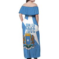 Personalized Somalia 1960 Independence Day Family Matching Off Shoulder Maxi Dress and Hawaiian Shirt Coat Of Arms Islamic Mix African Pattern