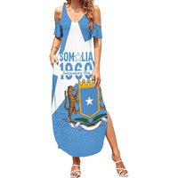 Personalized Somalia 1960 Independence Day Family Matching Summer Maxi Dress and Hawaiian Shirt Coat Of Arms Islamic Mix African Pattern