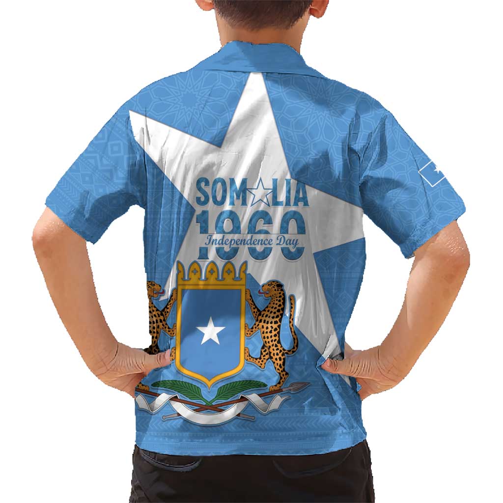 Personalized Somalia 1960 Independence Day Kid Hawaiian Shirt Coat Of Arms Islamic Mix African Pattern