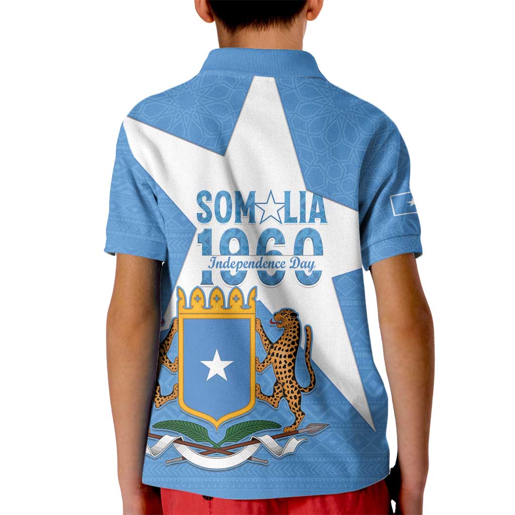 Personalized Somalia 1960 Independence Day Kid Polo Shirt Coat Of Arms Islamic Mix African Pattern