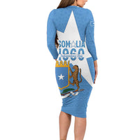 Personalized Somalia 1960 Independence Day Long Sleeve Bodycon Dress Coat Of Arms Islamic Mix African Pattern
