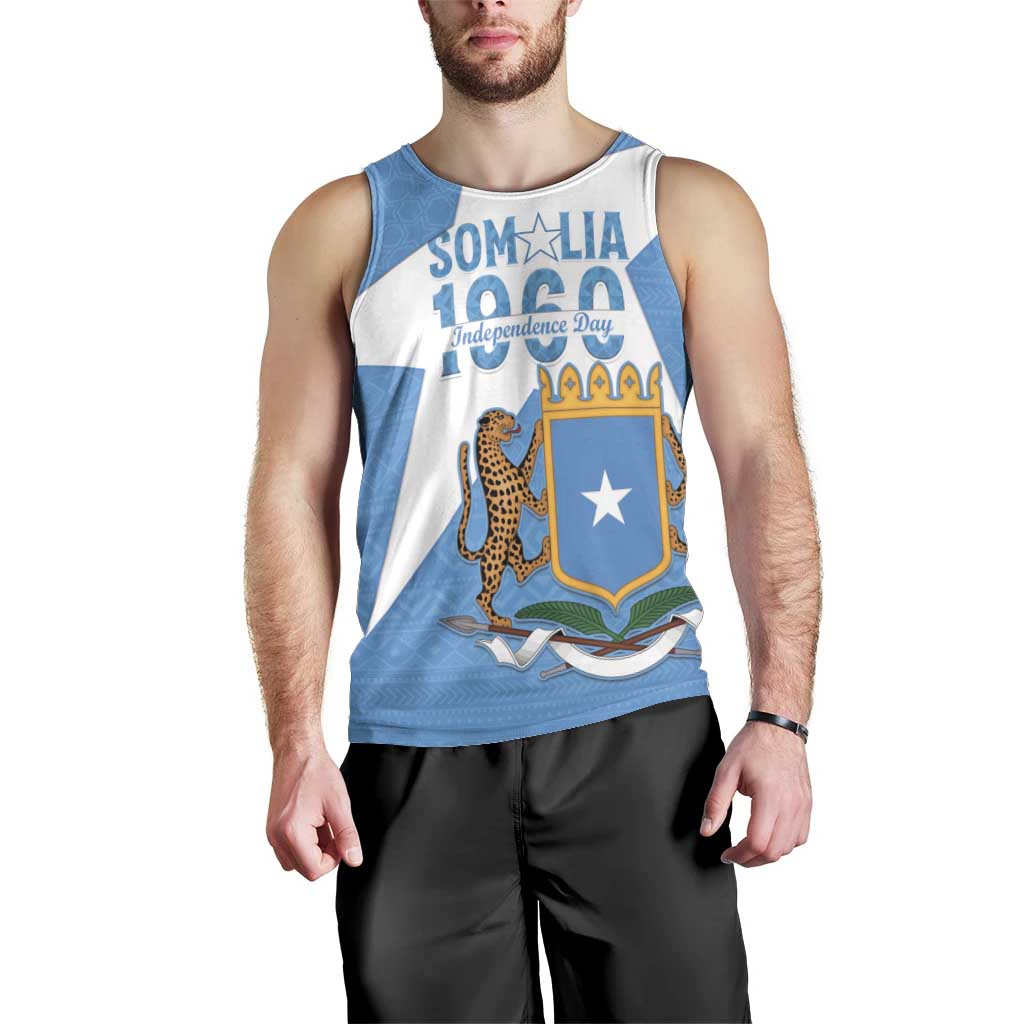 Personalized Somalia 1960 Independence Day Men Tank Top Coat Of Arms Islamic Mix African Pattern