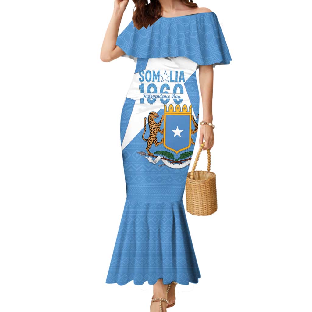 Personalized Somalia 1960 Independence Day Mermaid Dress Coat Of Arms Islamic Mix African Pattern
