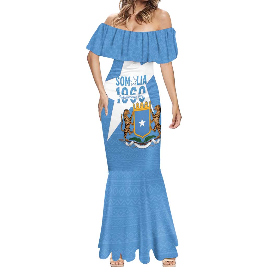Personalized Somalia 1960 Independence Day Mermaid Dress Coat Of Arms Islamic Mix African Pattern