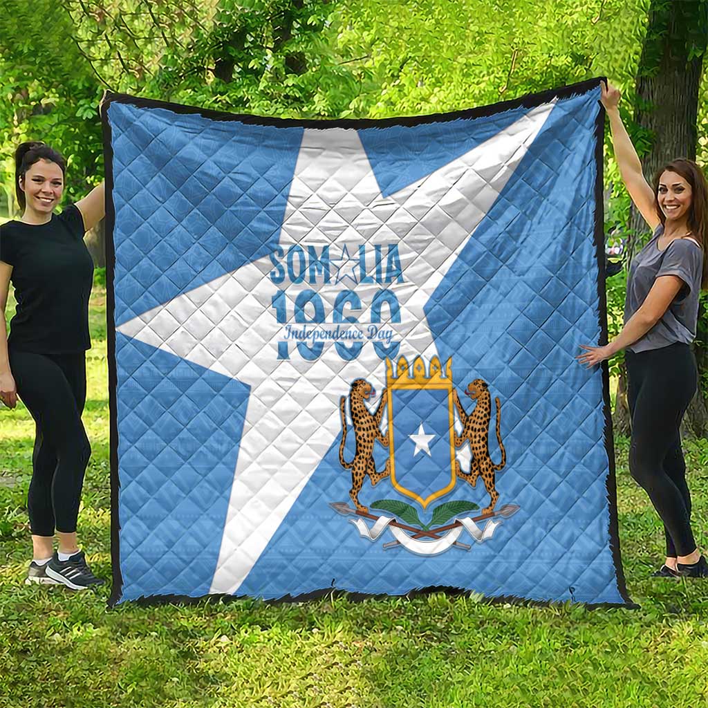 Personalized Somalia 1960 Independence Day Quilt Coat Of Arms Islamic Mix African Pattern