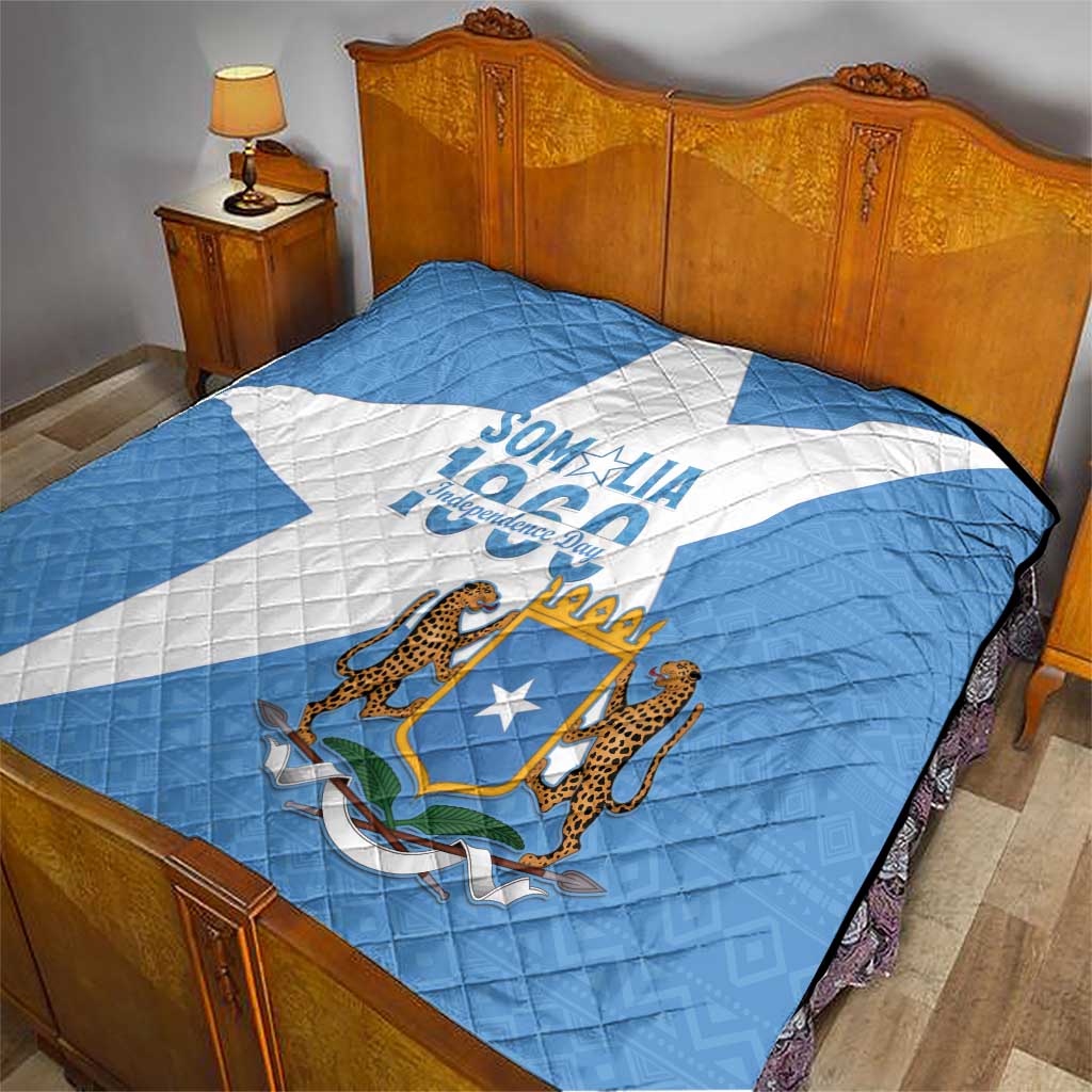 Personalized Somalia 1960 Independence Day Quilt Coat Of Arms Islamic Mix African Pattern