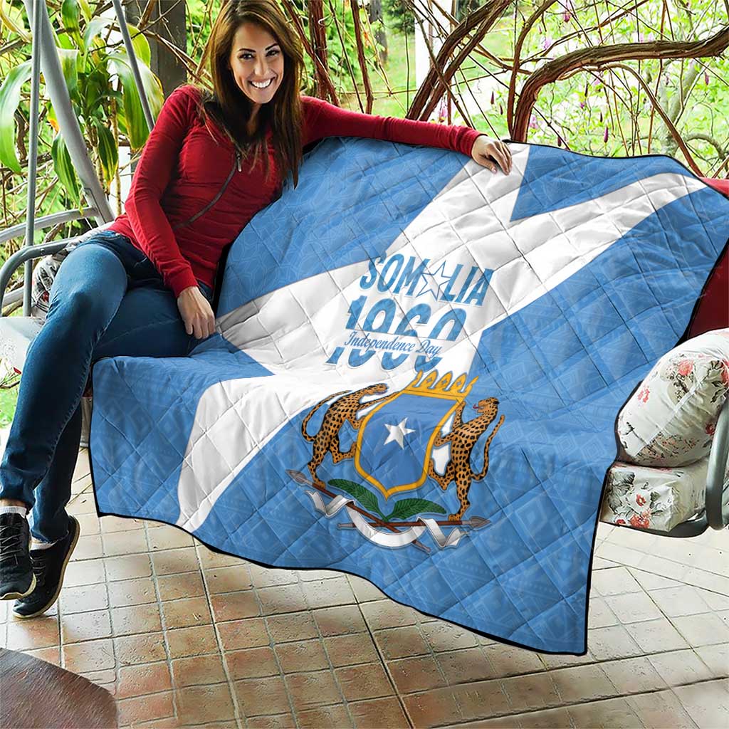 Personalized Somalia 1960 Independence Day Quilt Coat Of Arms Islamic Mix African Pattern