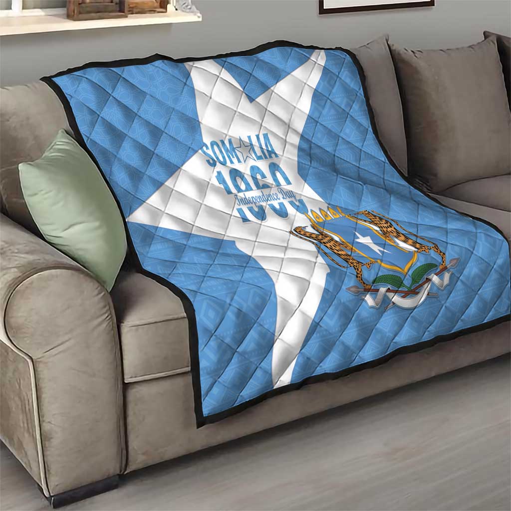 Personalized Somalia 1960 Independence Day Quilt Coat Of Arms Islamic Mix African Pattern
