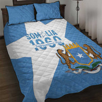 Personalized Somalia 1960 Independence Day Quilt Bed Set Coat Of Arms Islamic Mix African Pattern