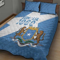 Personalized Somalia 1960 Independence Day Quilt Bed Set Coat Of Arms Islamic Mix African Pattern