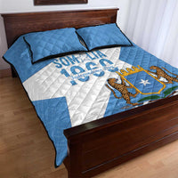 Personalized Somalia 1960 Independence Day Quilt Bed Set Coat Of Arms Islamic Mix African Pattern