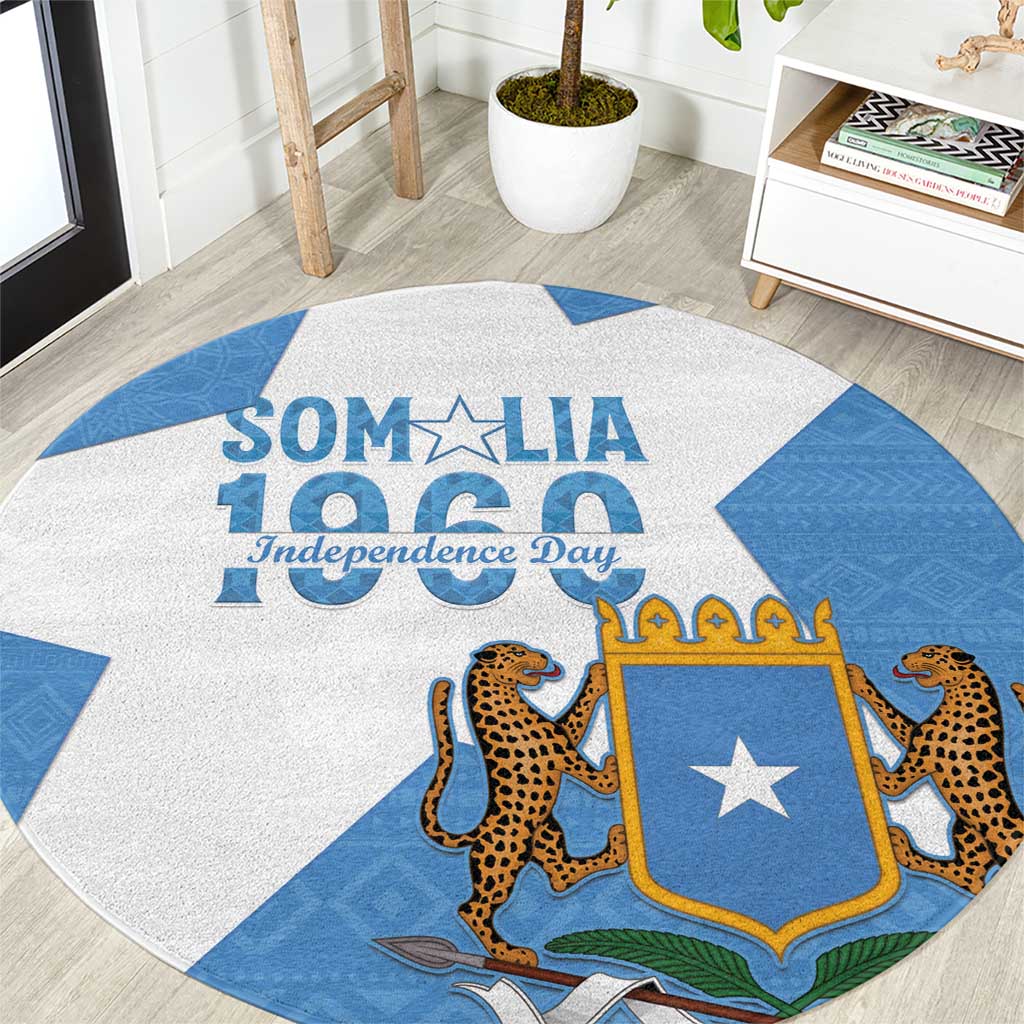 Personalized Somalia 1960 Independence Day Round Carpet Coat Of Arms Islamic Mix African Pattern