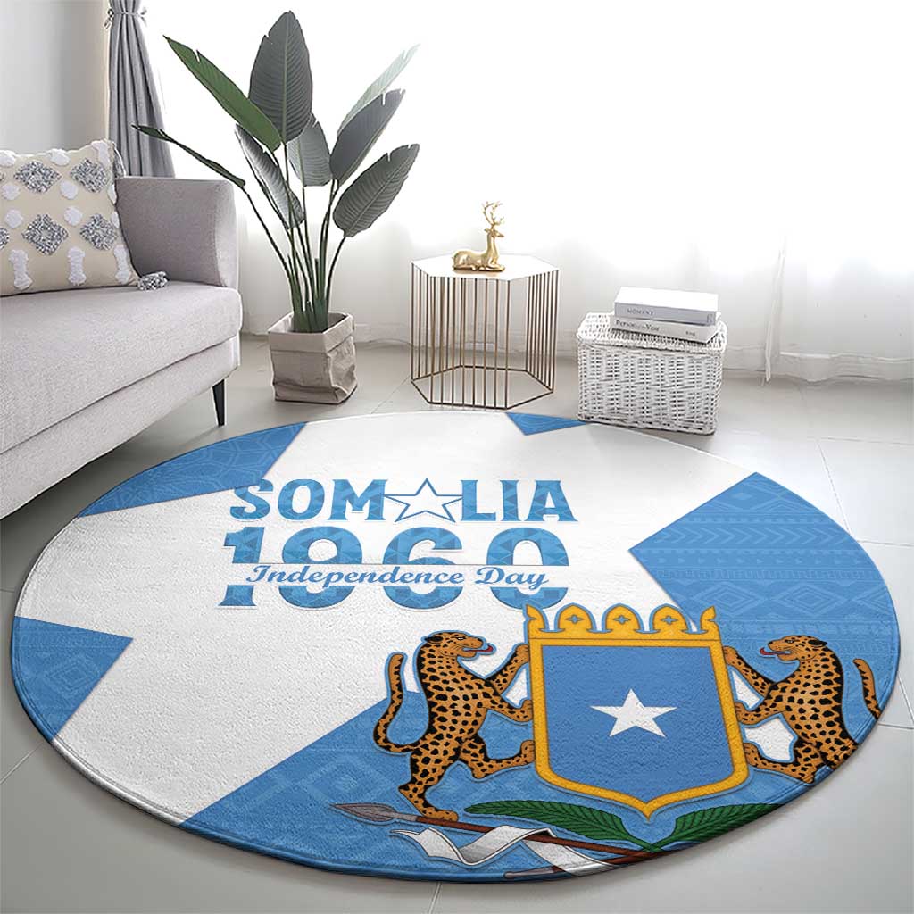Personalized Somalia 1960 Independence Day Round Carpet Coat Of Arms Islamic Mix African Pattern