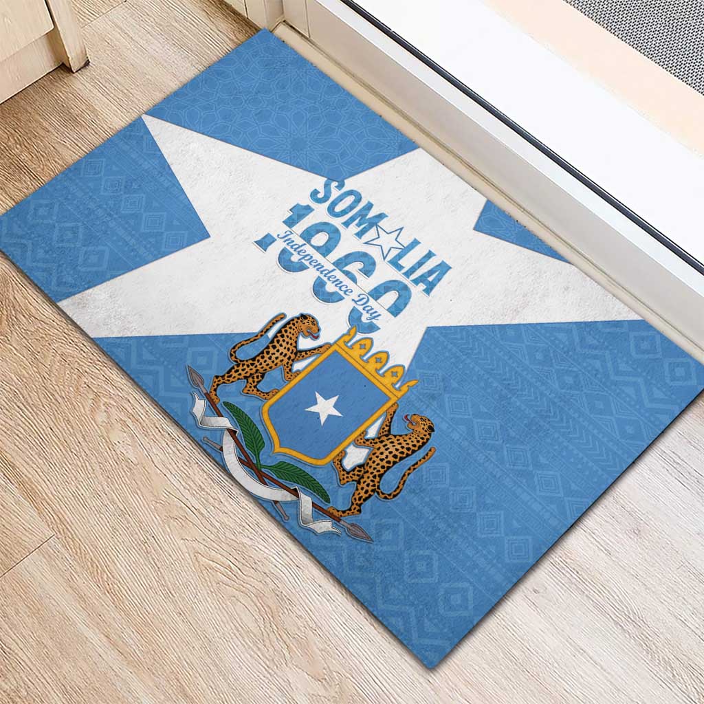 Personalized Somalia 1960 Independence Day Rubber Doormat Coat Of Arms Islamic Mix African Pattern