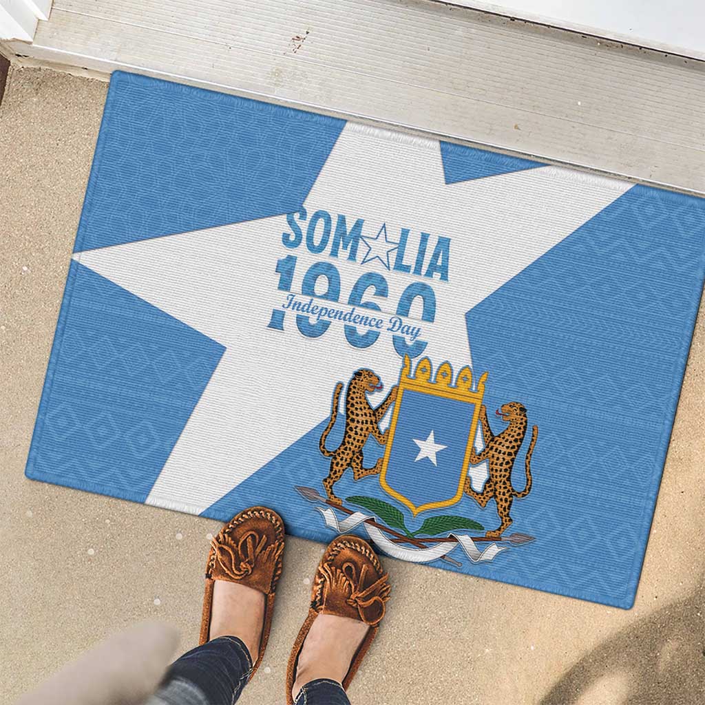 Personalized Somalia 1960 Independence Day Rubber Doormat Coat Of Arms Islamic Mix African Pattern