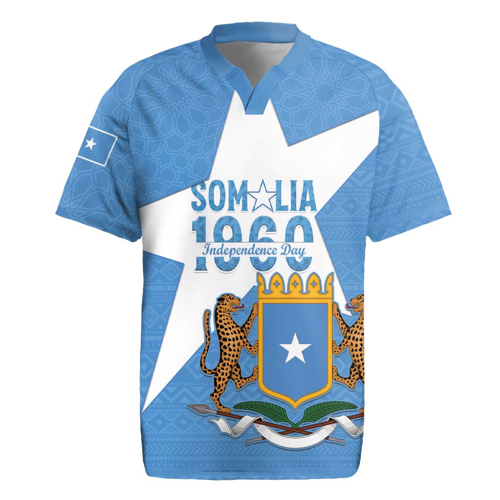 Personalized Somalia 1960 Independence Day Rugby Jersey Coat Of Arms Islamic Mix African Pattern